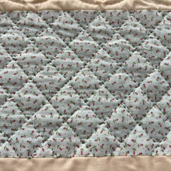 Vintage Quilted Bedspread Cotton Kids Butterfly Reversible Hand Stitched - Picture 2 of 12